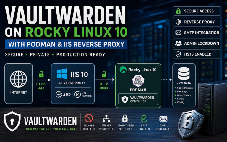 Self-Hosting Vaultwarden on Rocky Linux 10 with Podman and IIS Reverse Proxy (Production Guide)